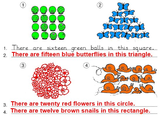 Write about shapes. (Напиши о фигурах.) Colour them