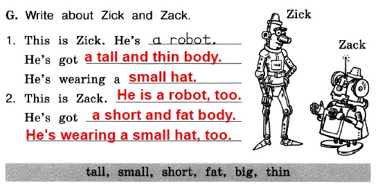 G. Write about Zick and Zack.