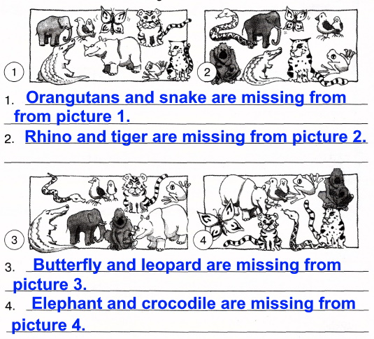 Which animals are missing? Write sentences. – Каких животных не хватает? Напишите предложения.