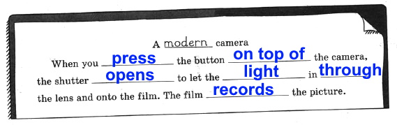 How does a modern camera work? Complete the sentences with the words from the box. (Как работает современный фотоаппарат? Дополни предложения словами из рамки.)