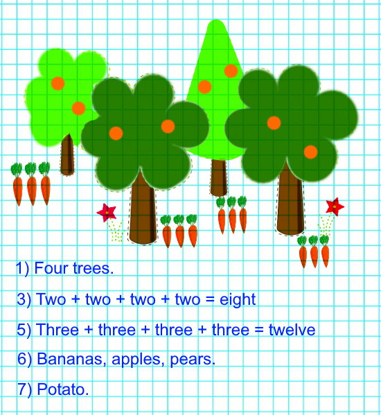 Copy the picture in your notebook. Then read the questions and sentences. Write or draw.
